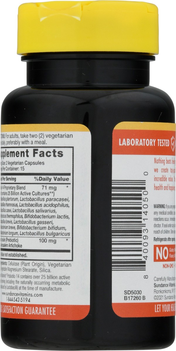 slide 6 of 12, Sundance Vitamins Vegetarian Capsules 71 mg Probiotic-14 + Prebiotic 30 ea, 30 ct
