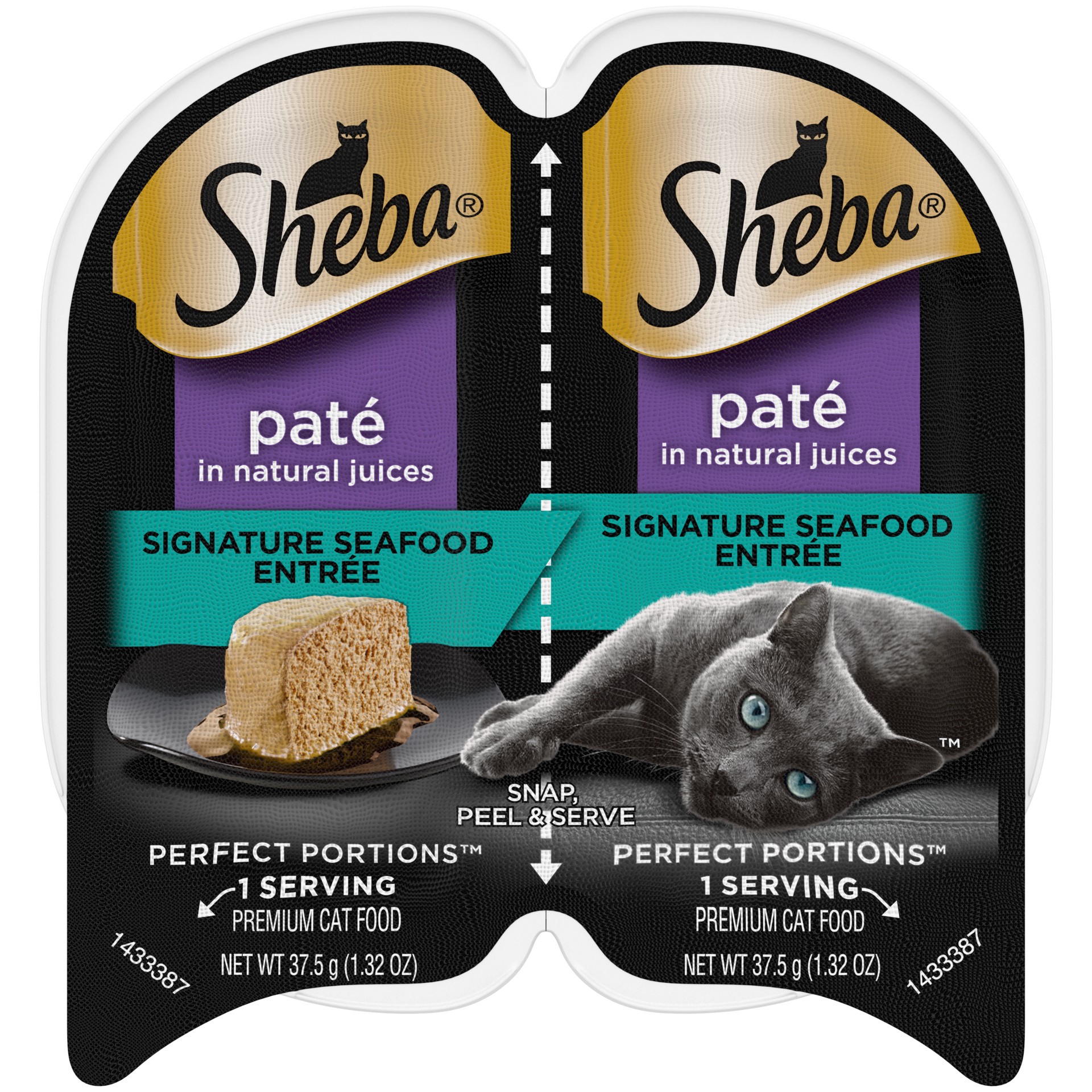slide 1 of 3, Sheba Perfect Portions Pate in Natural Juices Premium Signature Seafood Entree Cat Food 2 - 1.32 oz Tubs, 2 ct