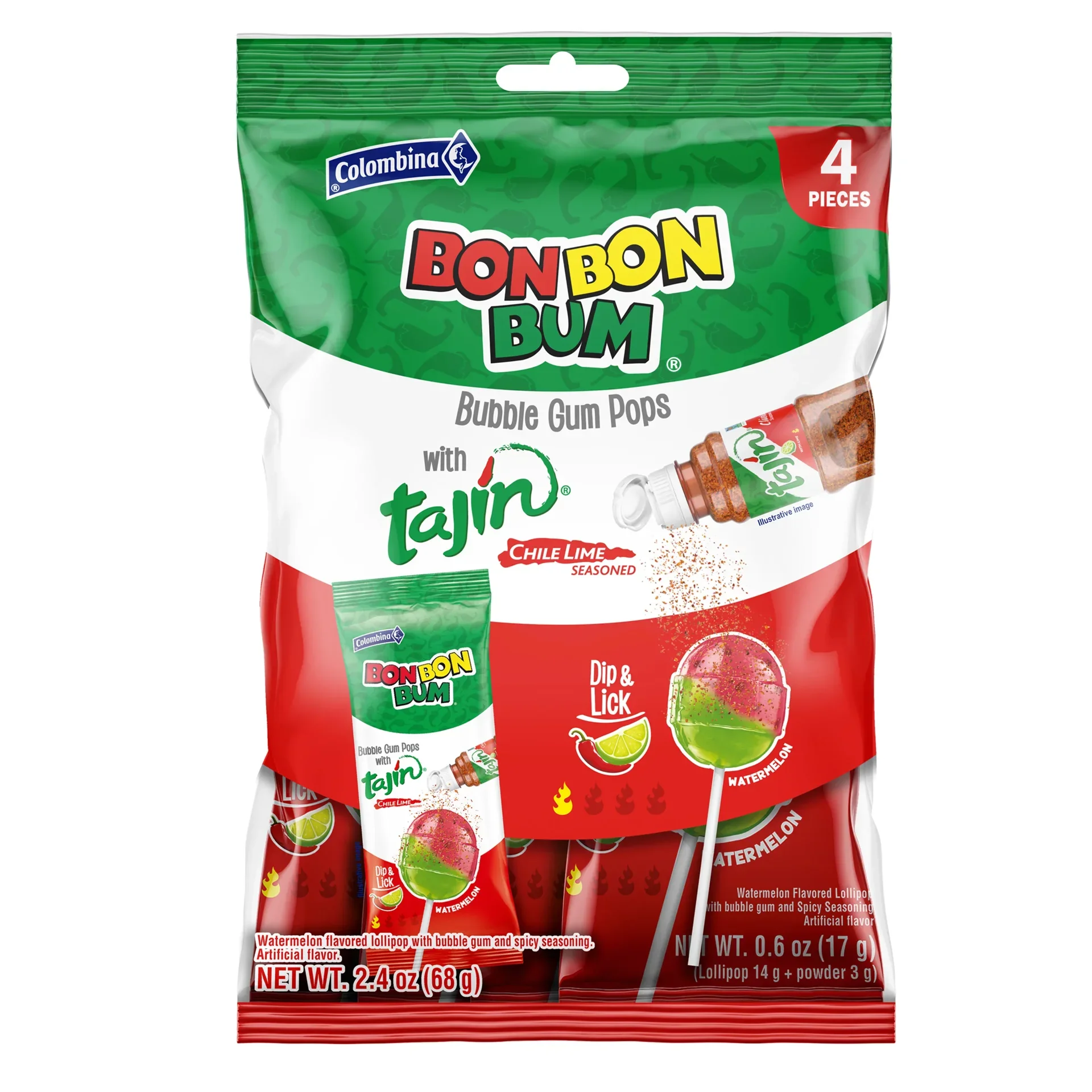 slide 1 of 1, Colombina Bon Bon Watermelon Tajin, 2.4 oz