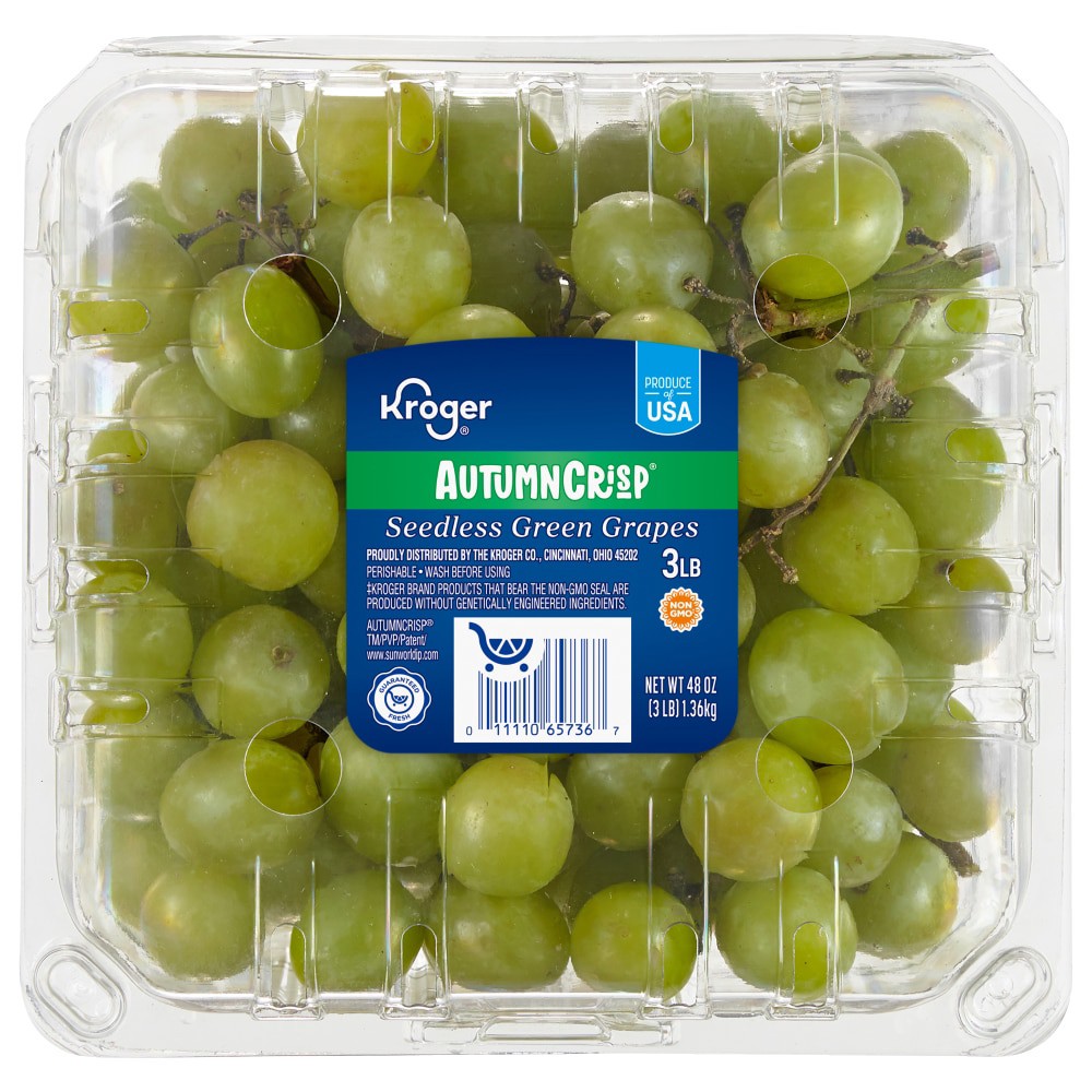 slide 1 of 2, Kroger Autumn Crisp Seedless Green Grapes - 3 lb, 3 lb