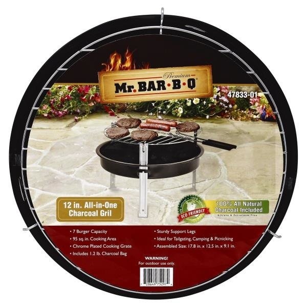slide 1 of 1, Mr. Bar-B-Q 12" All in One Charcoal Grill, 12 in