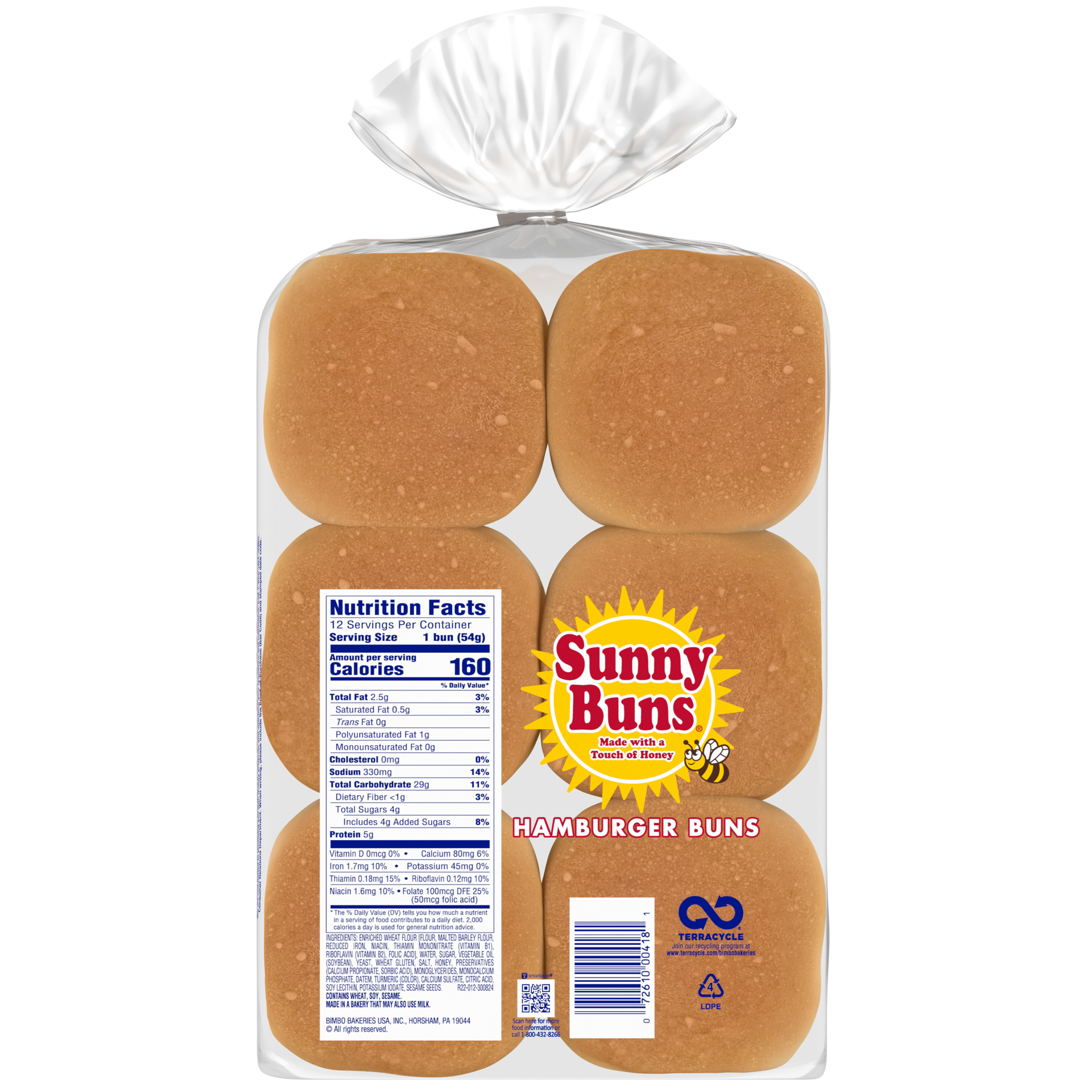 slide 2 of 5, Heiner's Sunny Buns Sweet Enriched Hamburger Buns, 12 count, White Hamburger Buns, 23 oz Bag, 12 ct