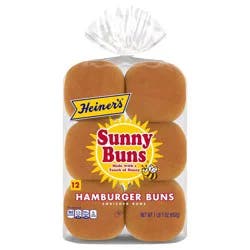 Heiner's Sunny Buns Sweet (Club Pack) Enriched Hamburger Buns, 12 count, 23 oz