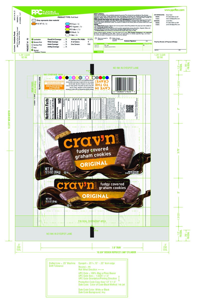 slide 4 of 19, Crav'n Flavor Fudgy Covered Original Graham Cookies 12.5 oz, 12.5 oz