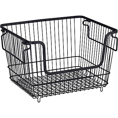 slide 1 of 1, our goods Metal Wire Stacking Storage Bin - Black, MED
