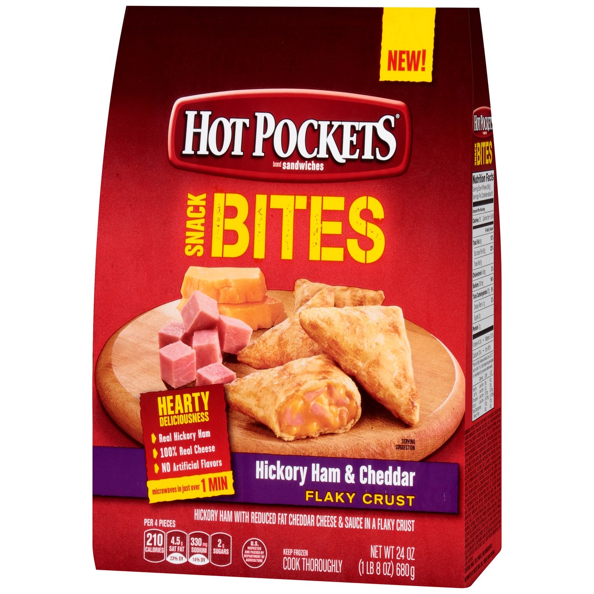 slide 2 of 14, HOT POCKETS Hickory Ham & Cheddar Snack Bites, 24 oz bag, 24 oz