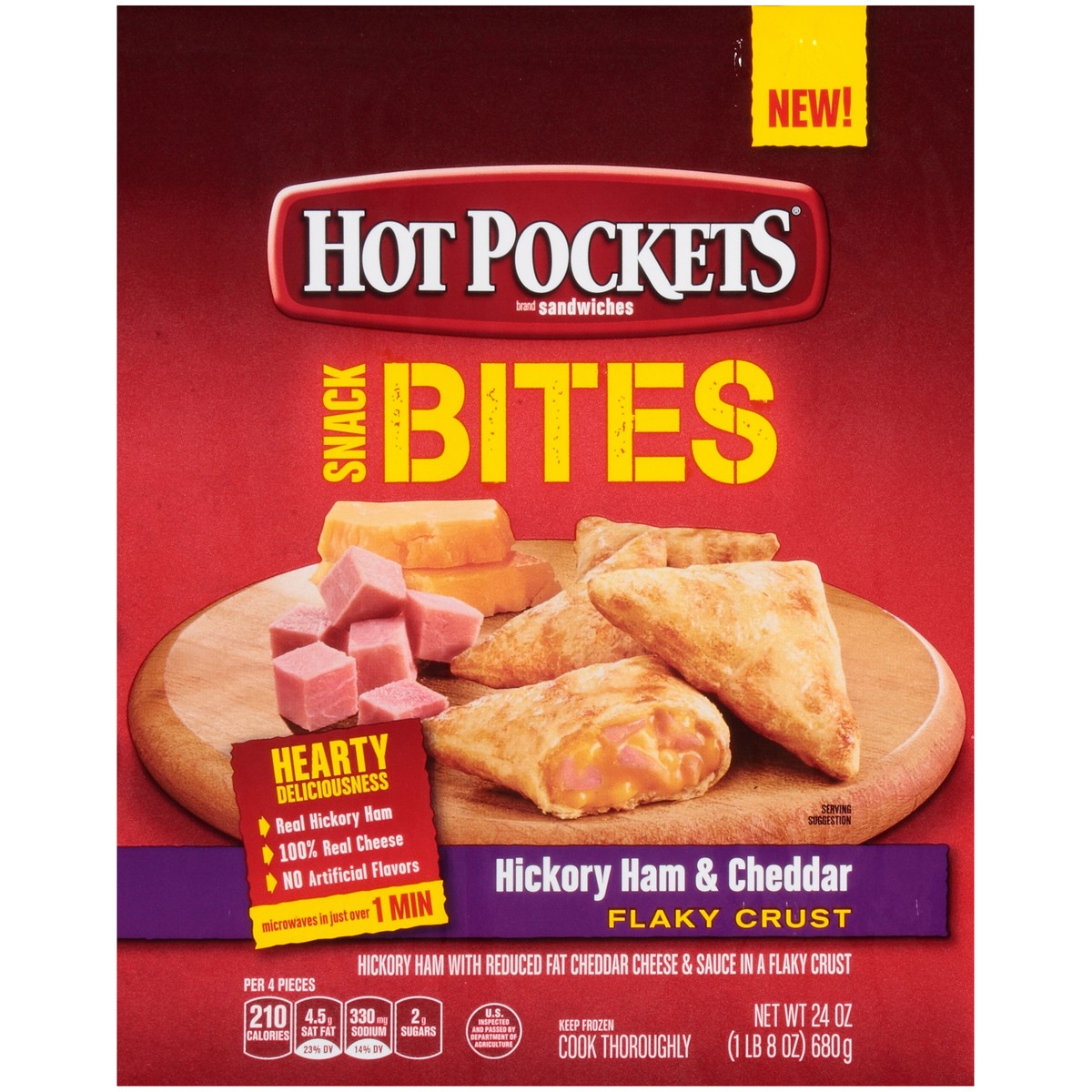 slide 13 of 14, HOT POCKETS Hickory Ham & Cheddar Snack Bites, 24 oz bag, 24 oz