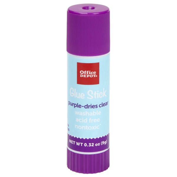 slide 2 of 2, Office Depot® Brand Glue Sticks, 0.32 Oz, Purple, Pack Of 4 Glue Sticks, 4 ct
