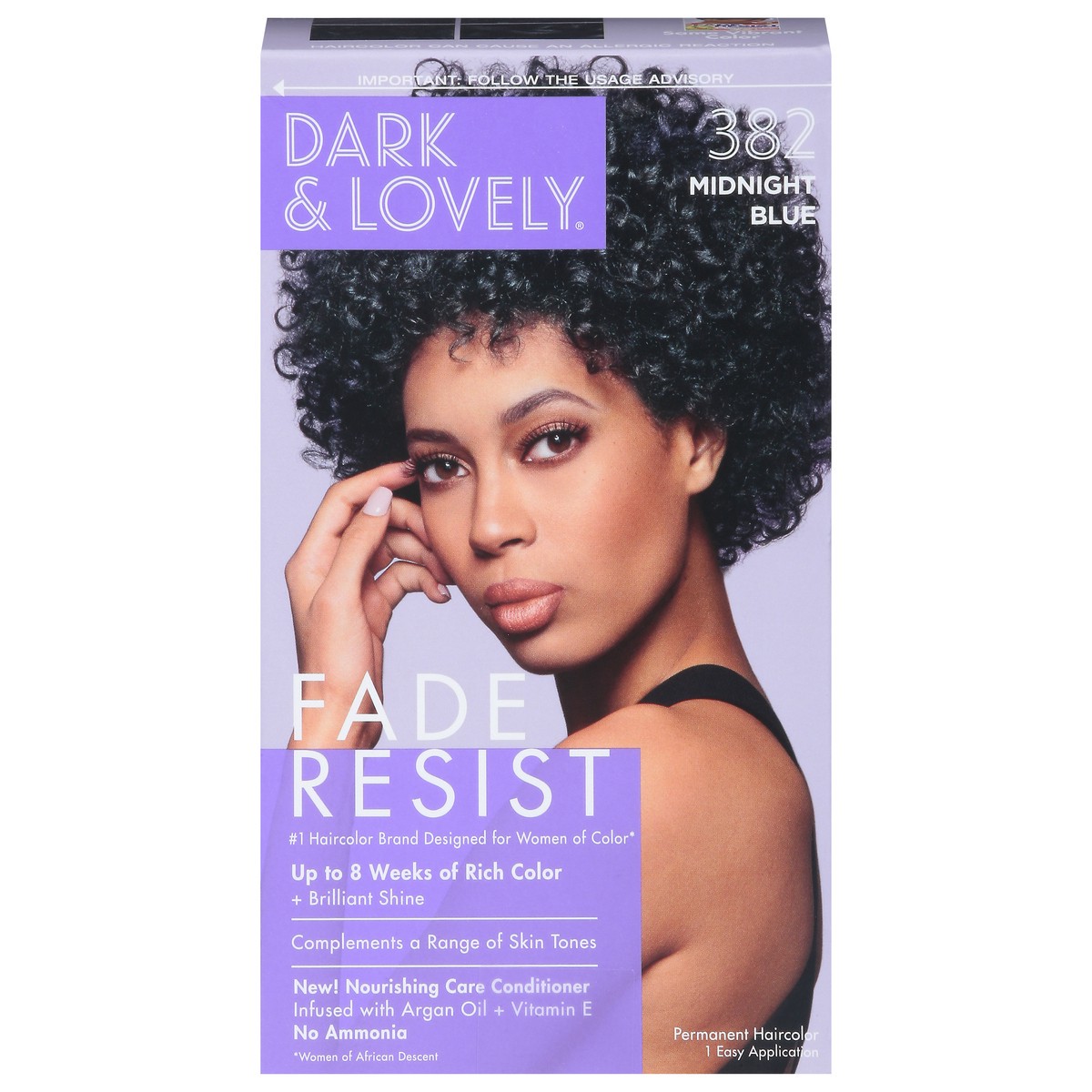 slide 1 of 9, Dark & Lovely Fade Resist Midnight Blue 382 Permanent Haircolor 1 ea, 1 ct