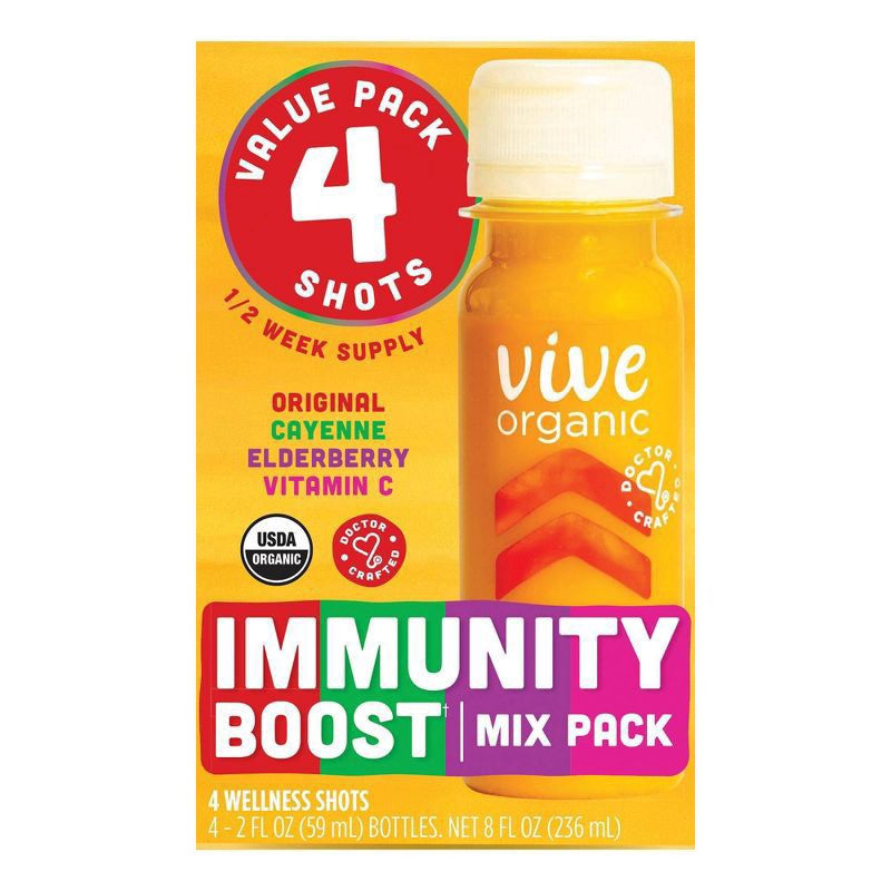 slide 4 of 5, Vive Organic Immunity Boost Mix Pack 6ct/2oz-4pk, 1 ct