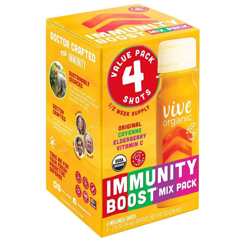 slide 5 of 5, Vive Organic Immunity Boost Mix Pack 6ct/2oz-4pk, 1 ct