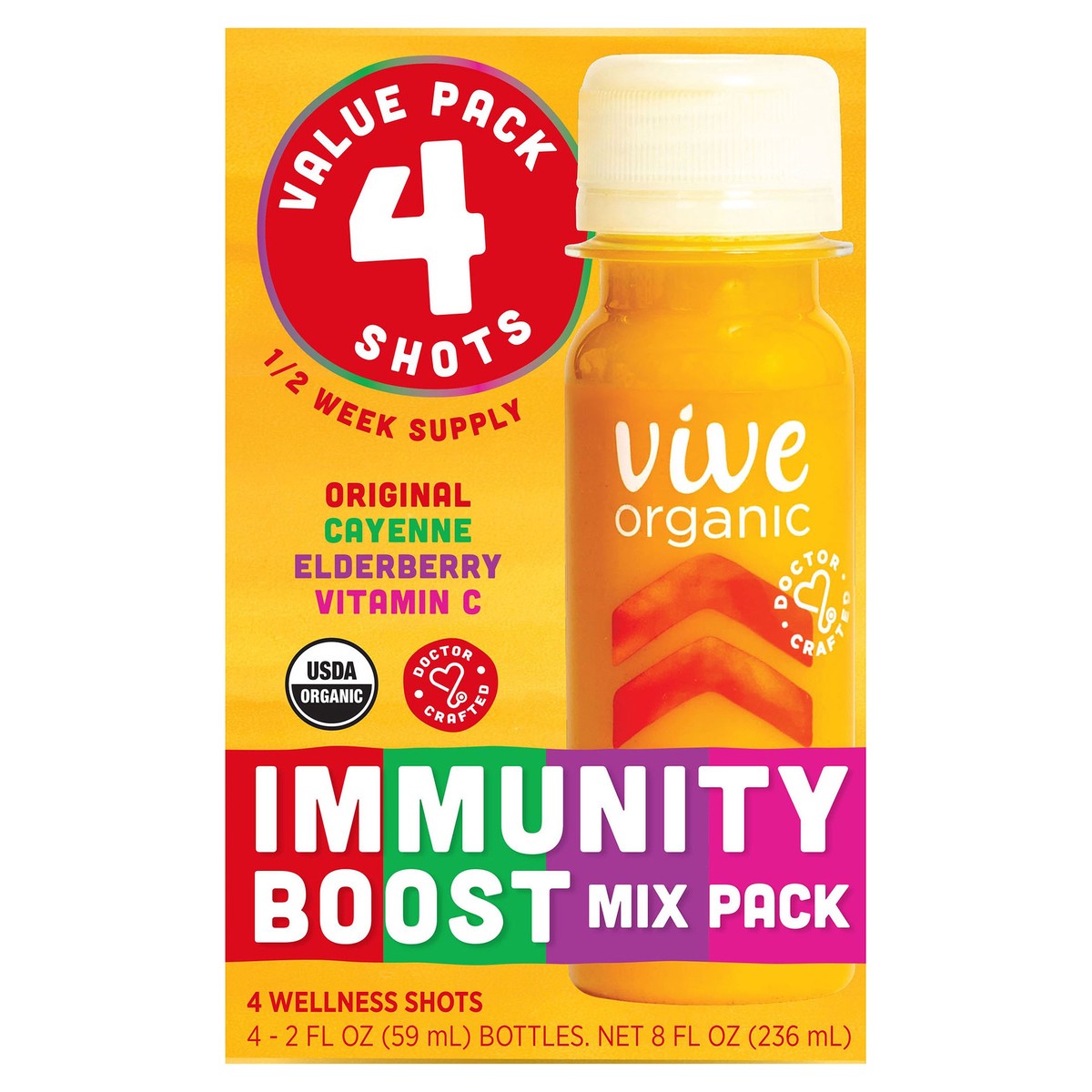 slide 1 of 5, Vive Organic Immunity Boost Mix Pack 6ct/2oz-4pk, 1 ct