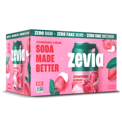 Zevia Zero Sugar Soda Pop Strawberry Cream, 6 cans / 12 fl oz