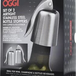 Oggi Bottle Stoppers S/2 - Vacuum Stainless Steel