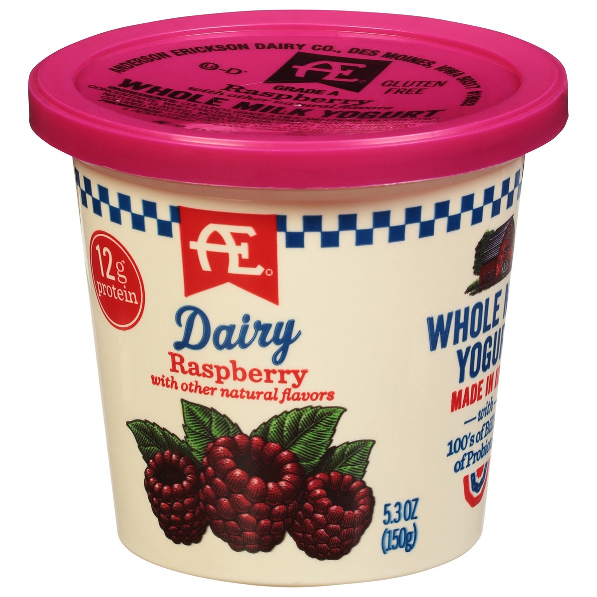 slide 6 of 9, AE Dairy Whole Milk Raspberry Yogurt 5.3 oz, 5.3 oz