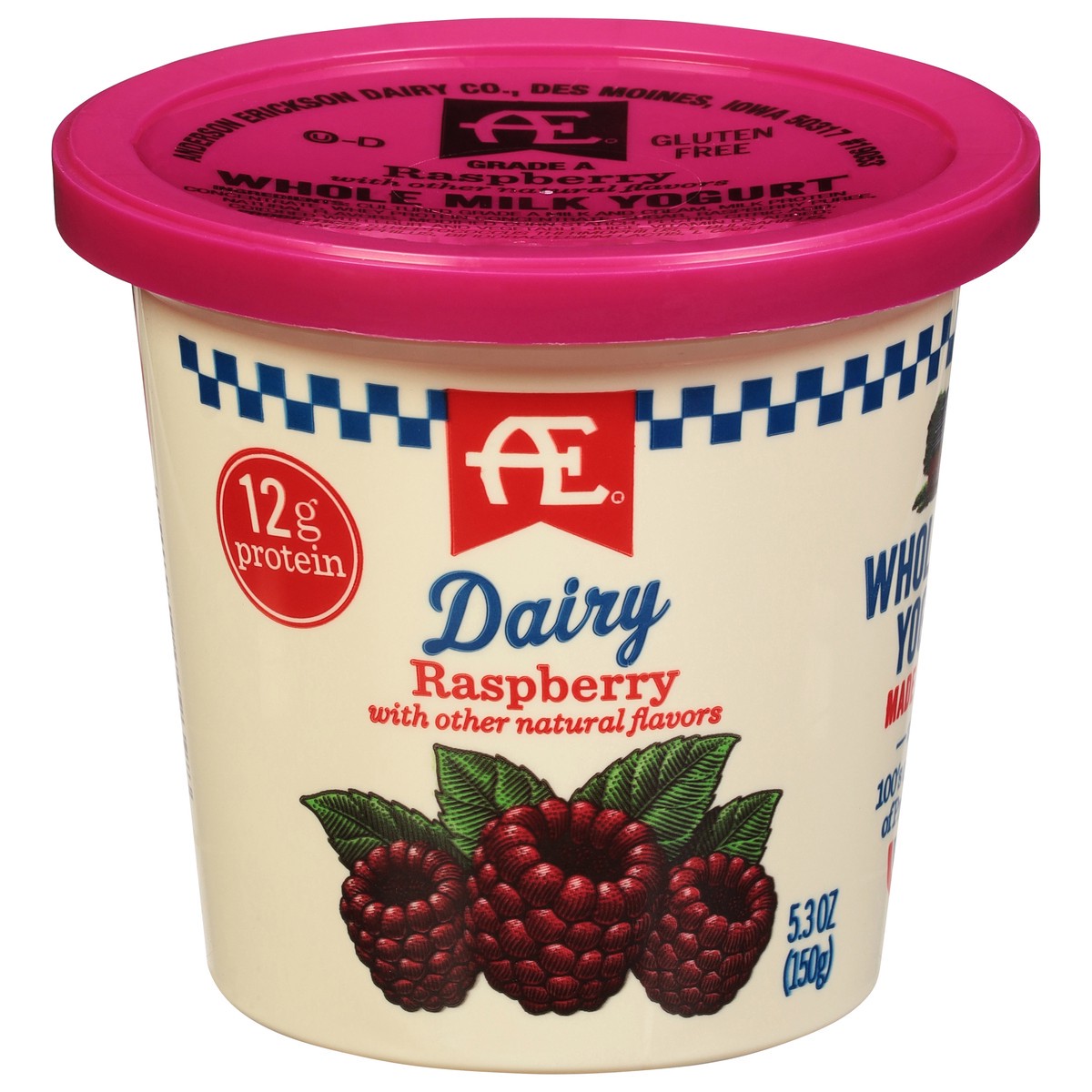 slide 1 of 9, AE Dairy Whole Milk Raspberry Yogurt 5.3 oz, 5.3 oz