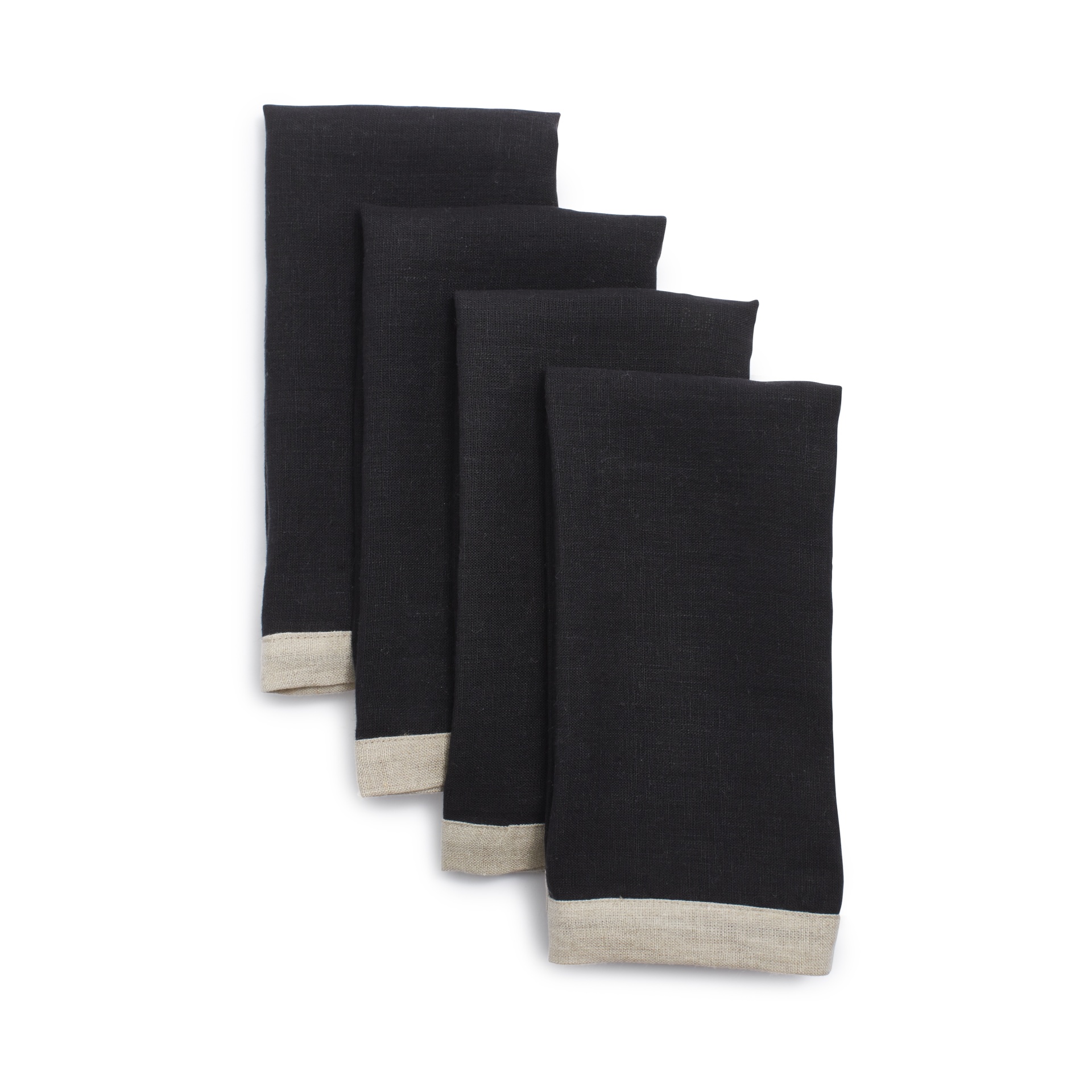 slide 1 of 1, Sur La Table Hemstitch-Border Linen Napkins, Black, 4 ct