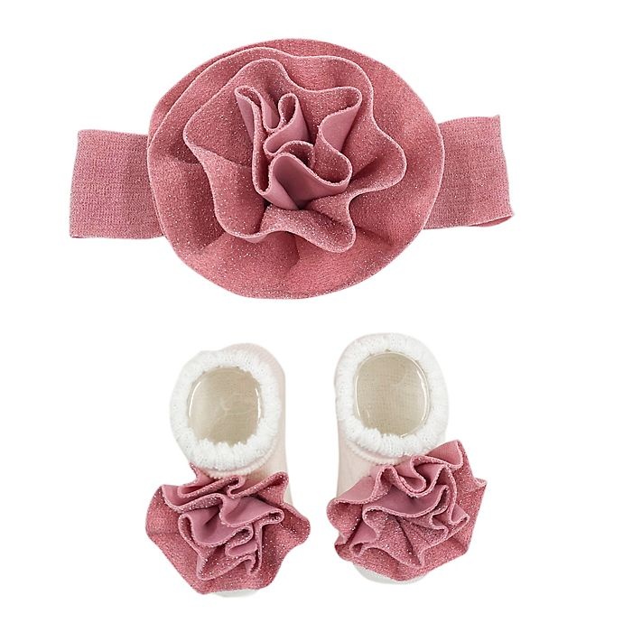 slide 1 of 1, Curls & Pearls Flower headband and flower socks set, 1 ct