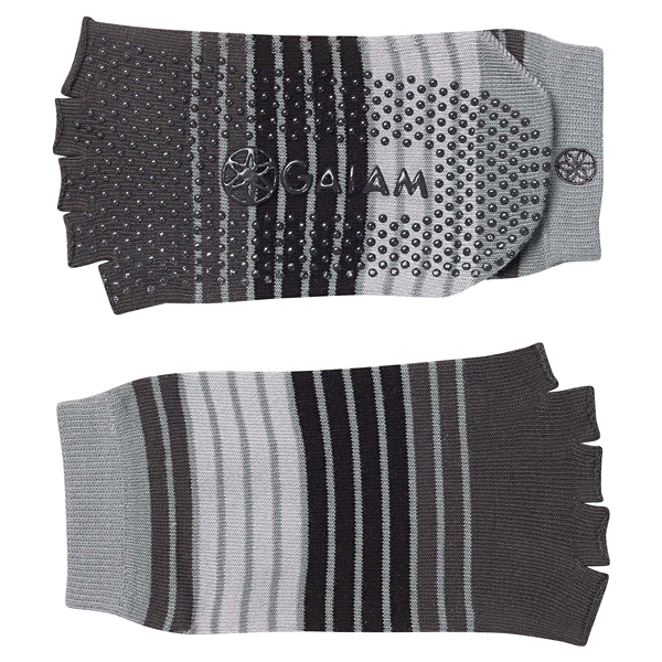 slide 1 of 1, Gaiam Toeless Socks Grey Stripe, 1 ct