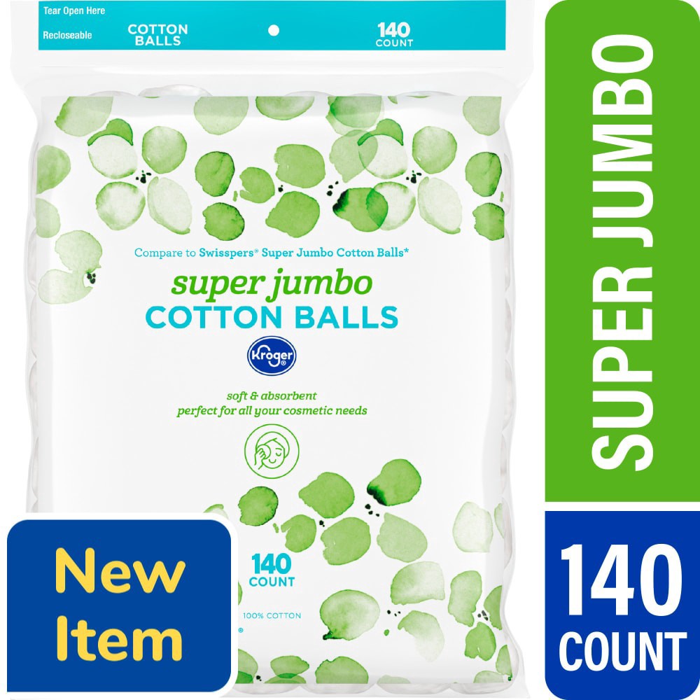 slide 1 of 1, Kroger® Super Jumbo Cotton Balls, 140 ct, 140 ct