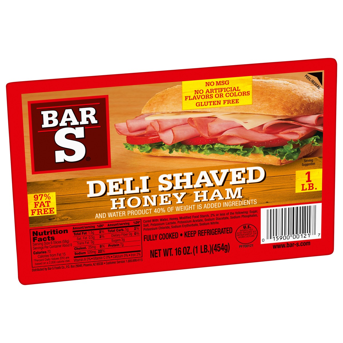 slide 7 of 9, Bar-S Deli Shaved Honey Ham 16 oz, 16 oz