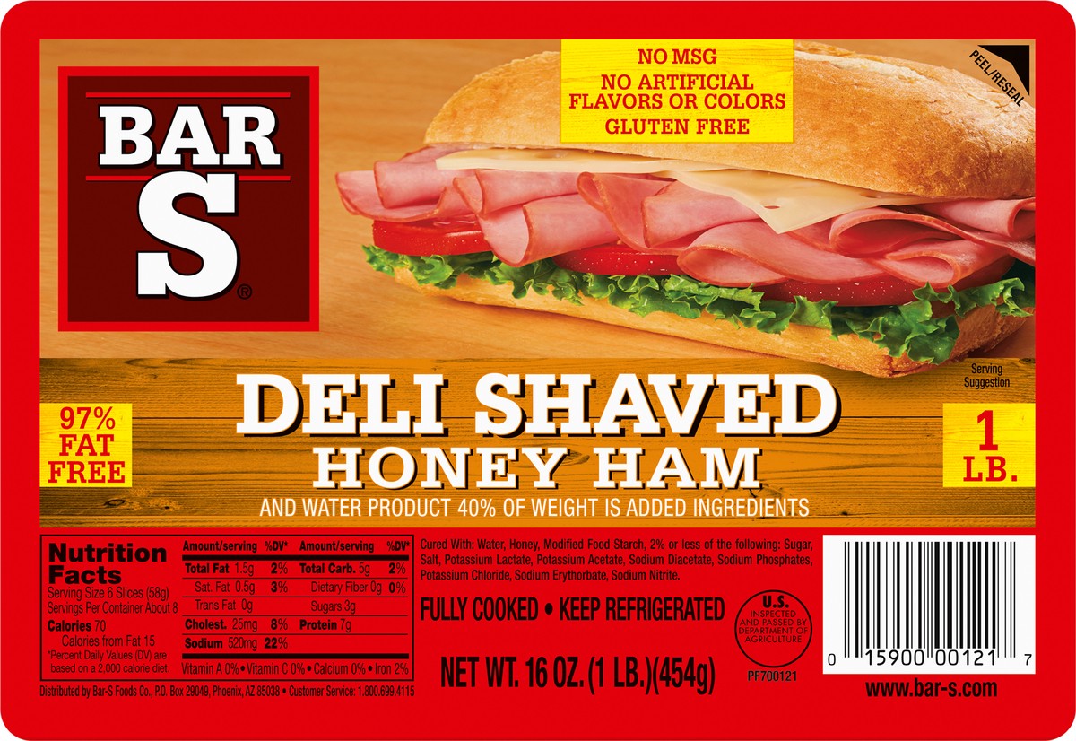 slide 9 of 9, Bar-S Deli Shaved Honey Ham 16 oz, 16 oz