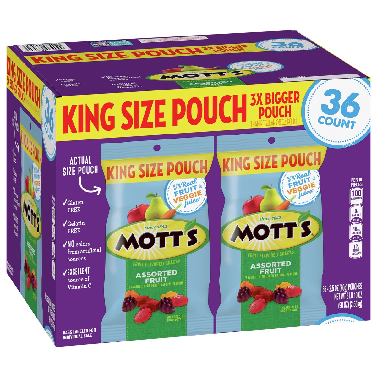 slide 7 of 13, Mott's Mott’s Fruit Flavored Snacks, Assorted Fruit, 36 ct, 2.5 oz each, 36 ct
