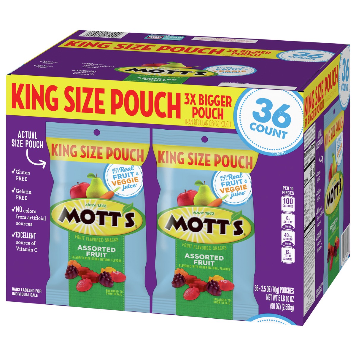 slide 9 of 13, Mott's Mott’s Fruit Flavored Snacks, Assorted Fruit, 36 ct, 2.5 oz each, 36 ct