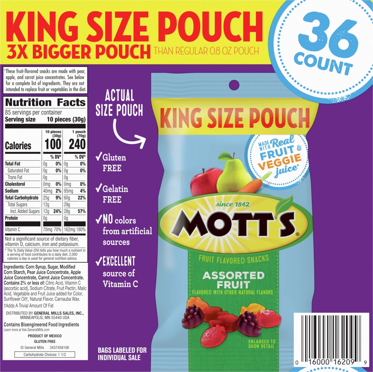 slide 2 of 13, Mott's Mott’s Fruit Flavored Snacks, Assorted Fruit, 36 ct, 2.5 oz each, 36 ct