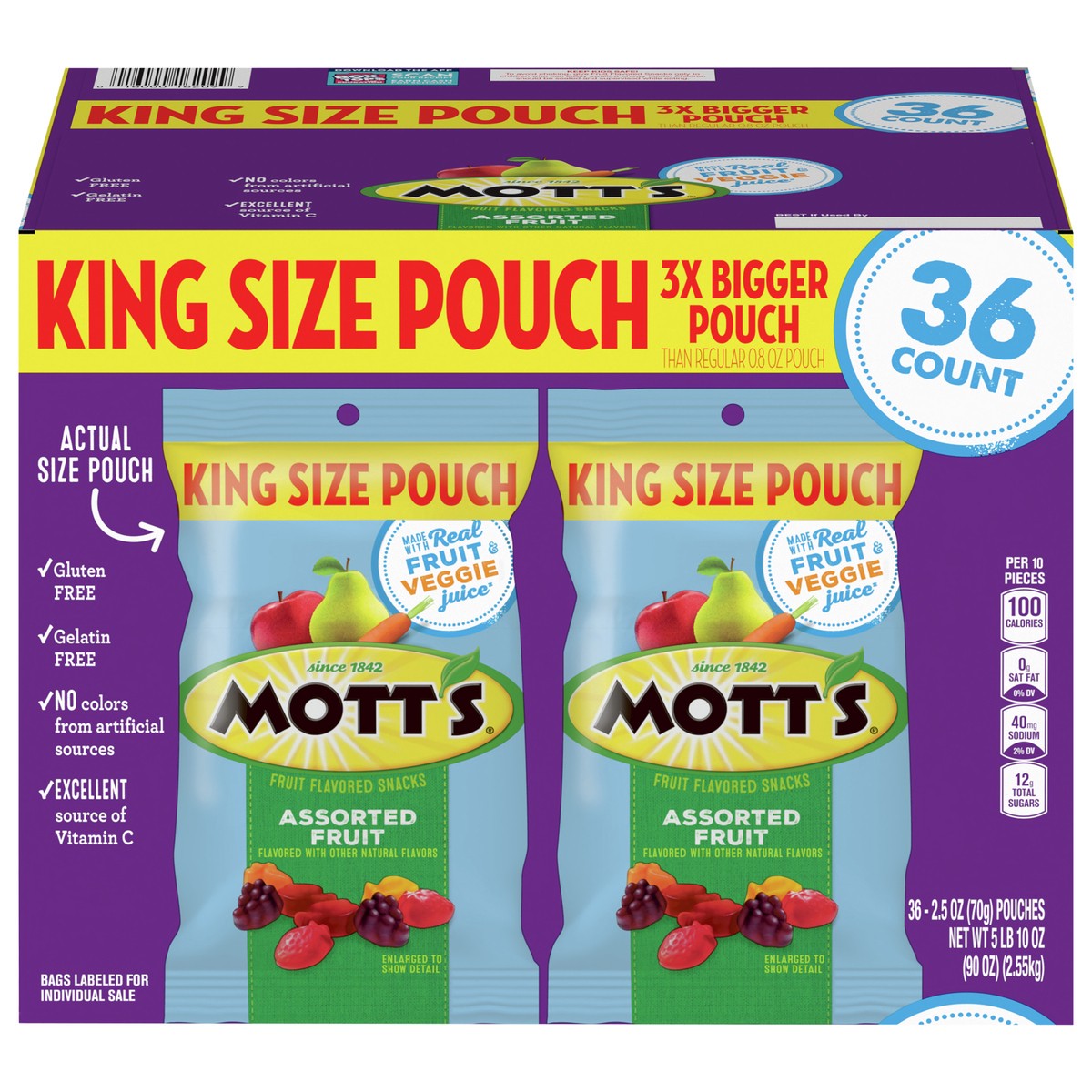 slide 4 of 13, Mott's Mott’s Fruit Flavored Snacks, Assorted Fruit, 36 ct, 2.5 oz each, 36 ct