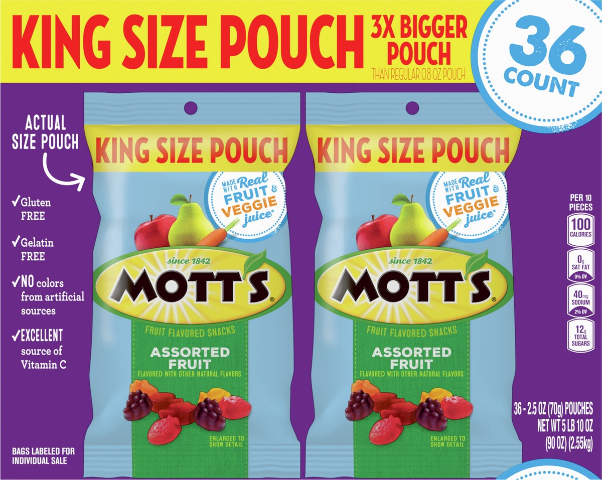 slide 11 of 13, Mott's Mott’s Fruit Flavored Snacks, Assorted Fruit, 36 ct, 2.5 oz each, 36 ct