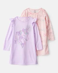Carter&#x27;s Girls 2-Pack Unicorn Nightgowns - Pink/Purple Pink/Purple 6-7