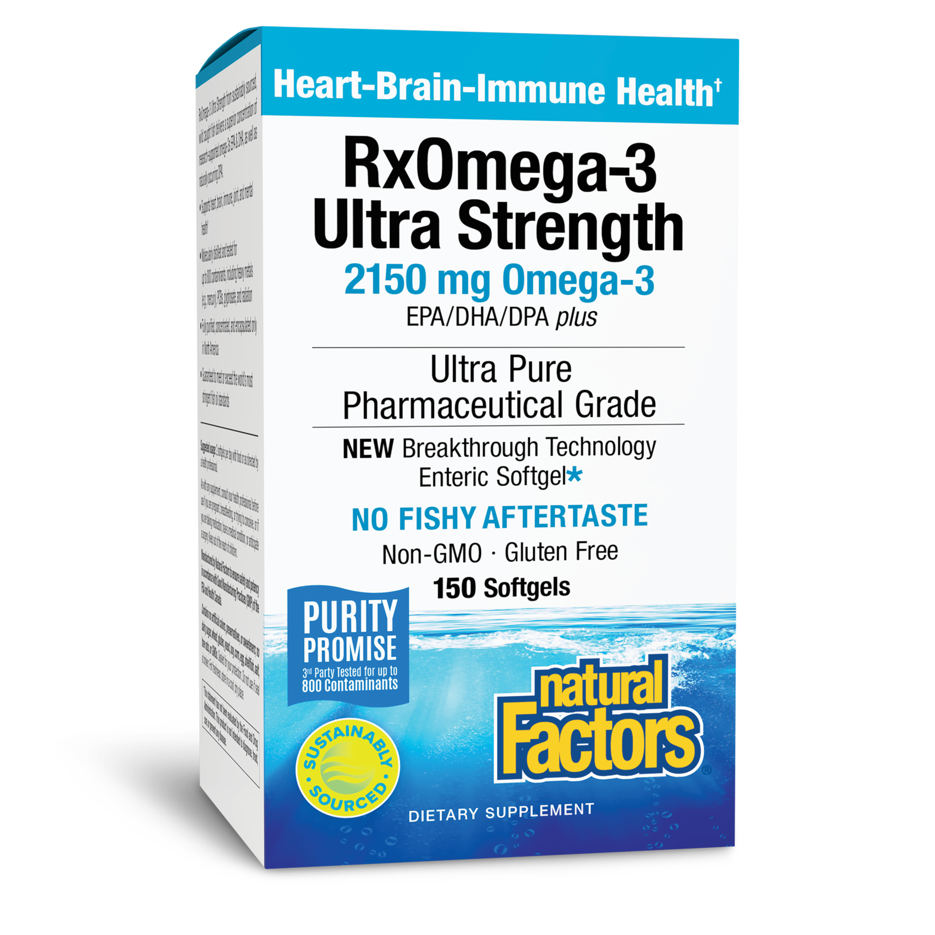 slide 1 of 2, Natural Factors RxOmega-3 Ultra Strength 2,150 mg EPA/DHA/DPA Enteripure, 399 g