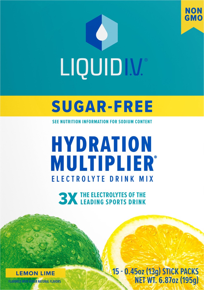 slide 4 of 7, Liquid I.V. Hydration Multiplier Sugar-Free Lemon Lime Electrolyte Drink Mix 15 - 0.45 oz Stick Packs, 15 ct