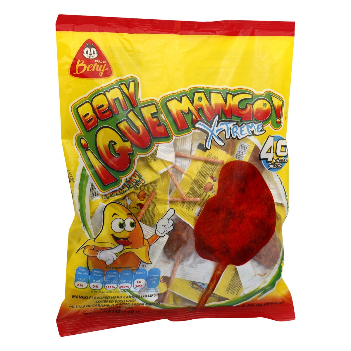 slide 7 of 9, Beny Covered with Chili Mango Flavored Hard Candies Lollipop 40 ea, 40 ct