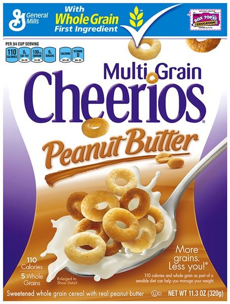 slide 1 of 1, General Mills Multi-grain Peanut Butter Cheerios Cereal, 11.3 oz