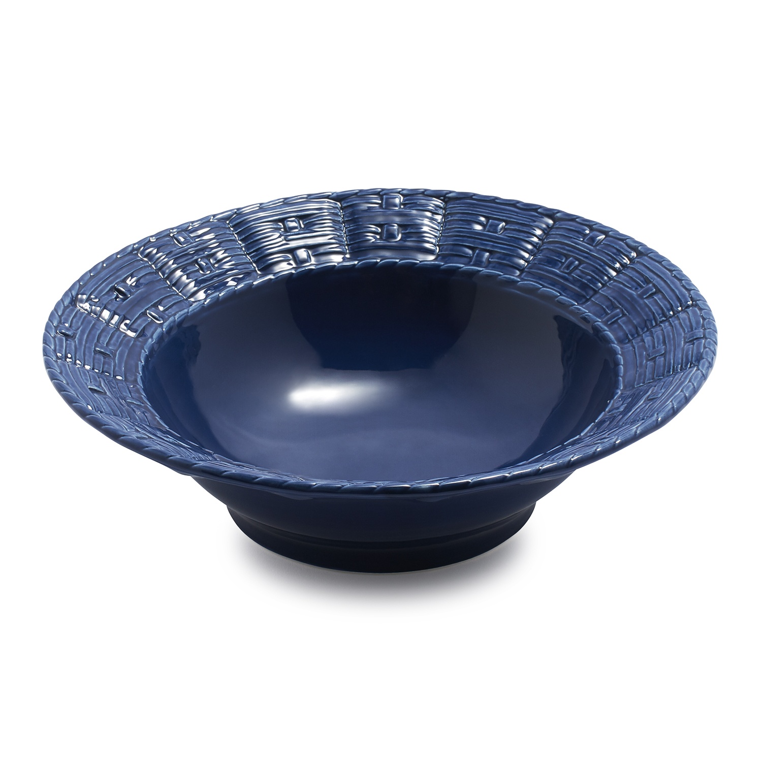 slide 1 of 1, Sur La Table Basketweave Serving Bowl, Blue, 1 ct