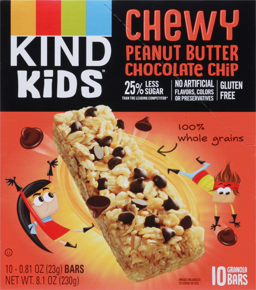 slide 4 of 9, KIND Kids Bars, Peanut Butter Chocolate Chip, 0.81 oz, 10 Count, 10 ct