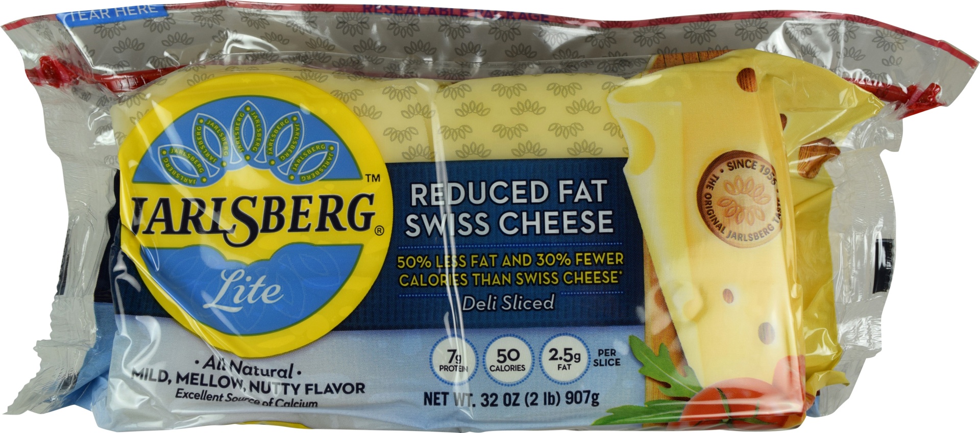 slide 1 of 1, Jarlsberg Lite Sliced Swiss Cheese, 2 lb