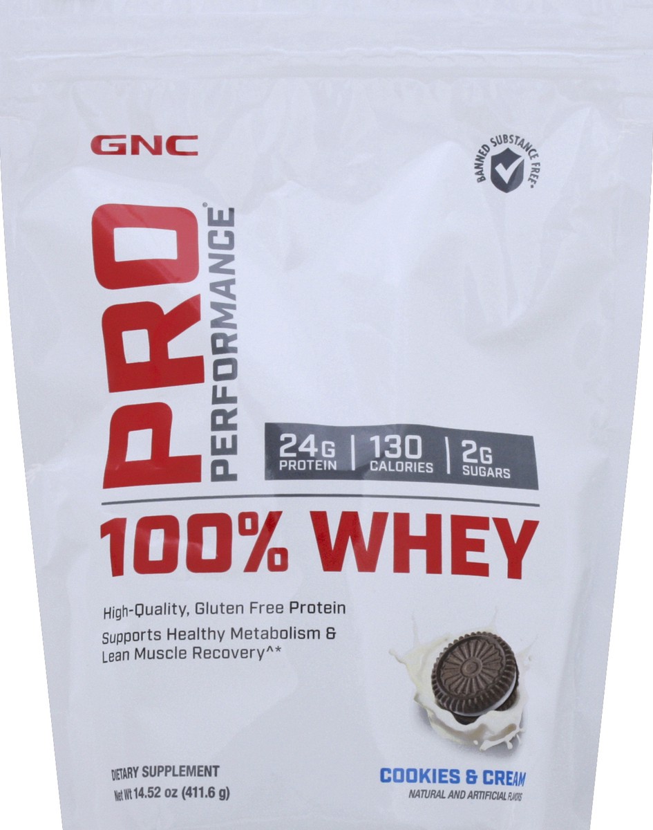 slide 5 of 6, GNC Pro Performance Cookies & Cream 100% Whey 14.52 oz, 14.52 oz