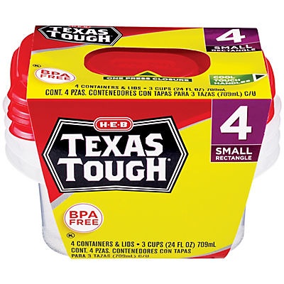 H-E-B Texas Tough Small Rectangle Reusable Containers with Lids - Shop  Containers at H-E-B