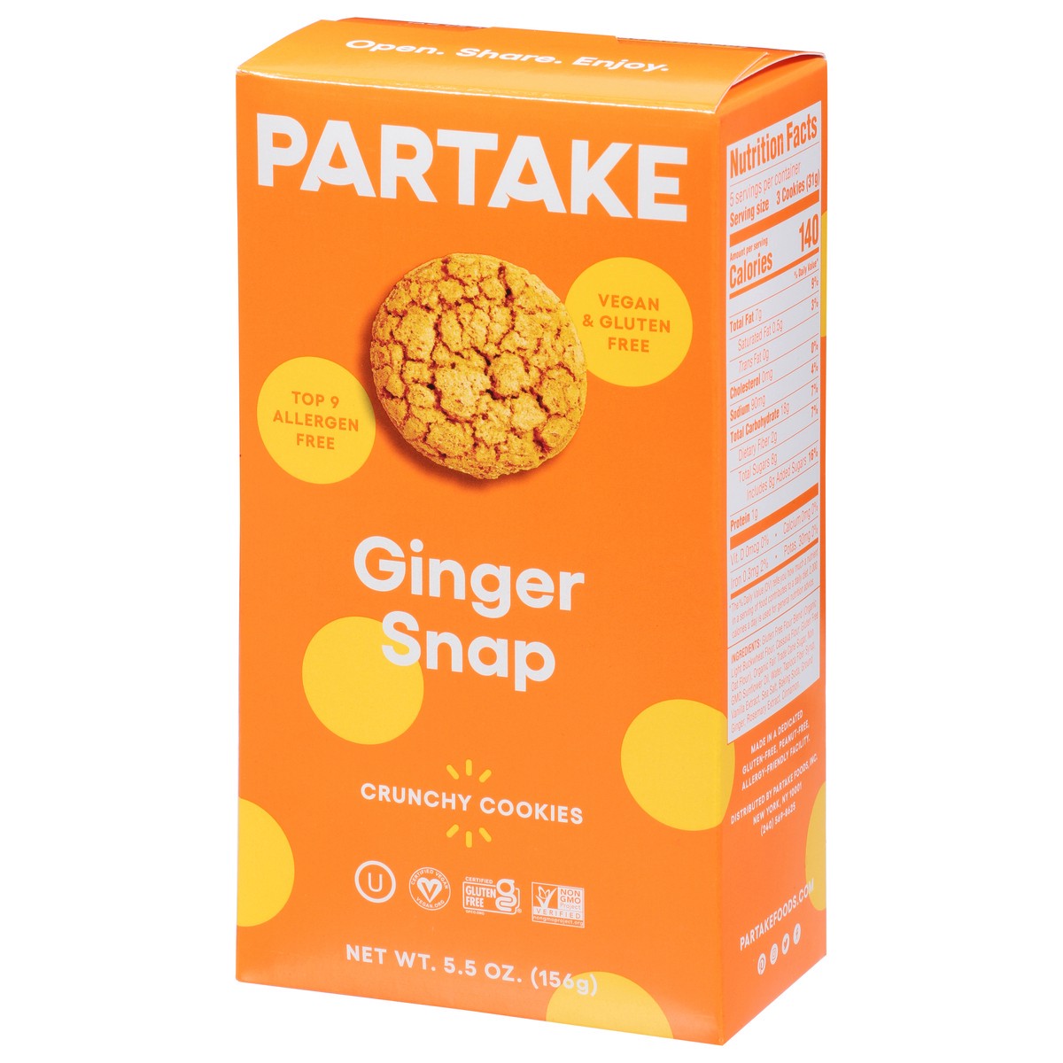 slide 3 of 9, Partake Foods Crunchy Ginger Snap Cookies, 5.5 oz