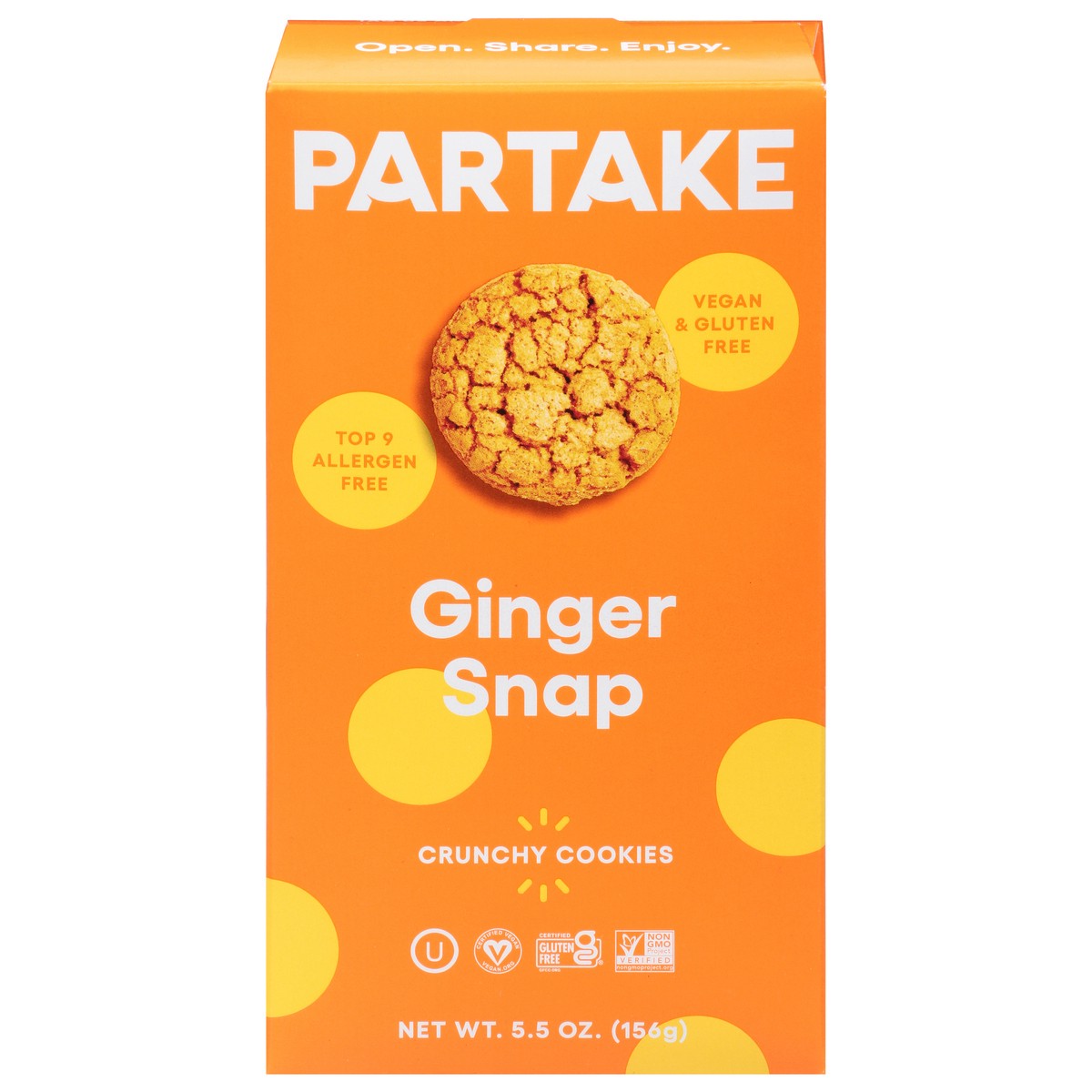 slide 1 of 9, Partake Foods Crunchy Ginger Snap Cookies, 5.5 oz