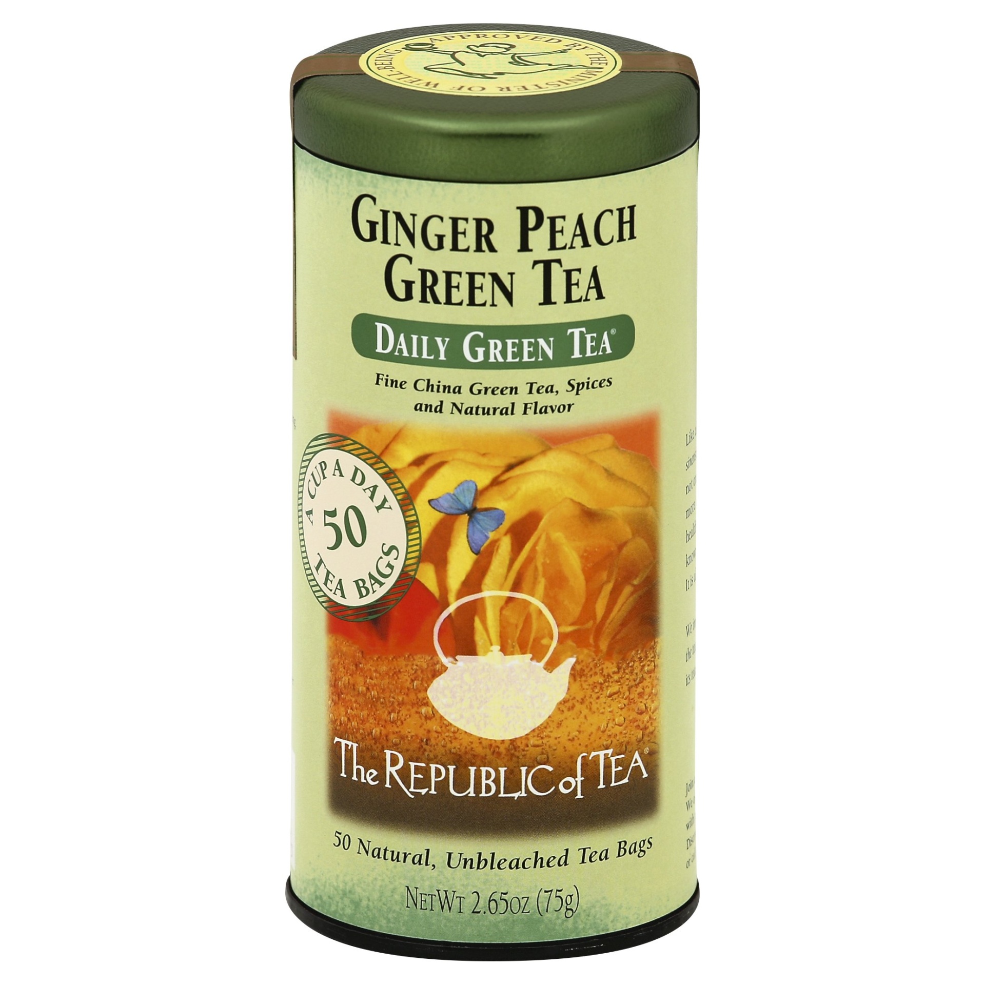 slide 1 of 2, The Republic Of Tea Ginger Peach Green Tea, 50 ct