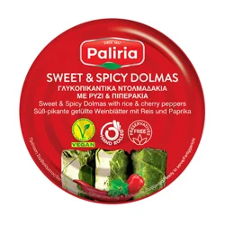 Palirria Sweet & Spicy Dolmas - Grape Leaves with Rice & Hot Peppers, Tin, 9.9 oz