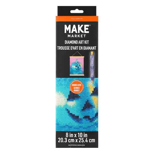slide 1 of 4, 8" X 10" Neon Pumpkin Diamond Art Kit With Magnetic Frame By Make Market, 8 in x 10 in