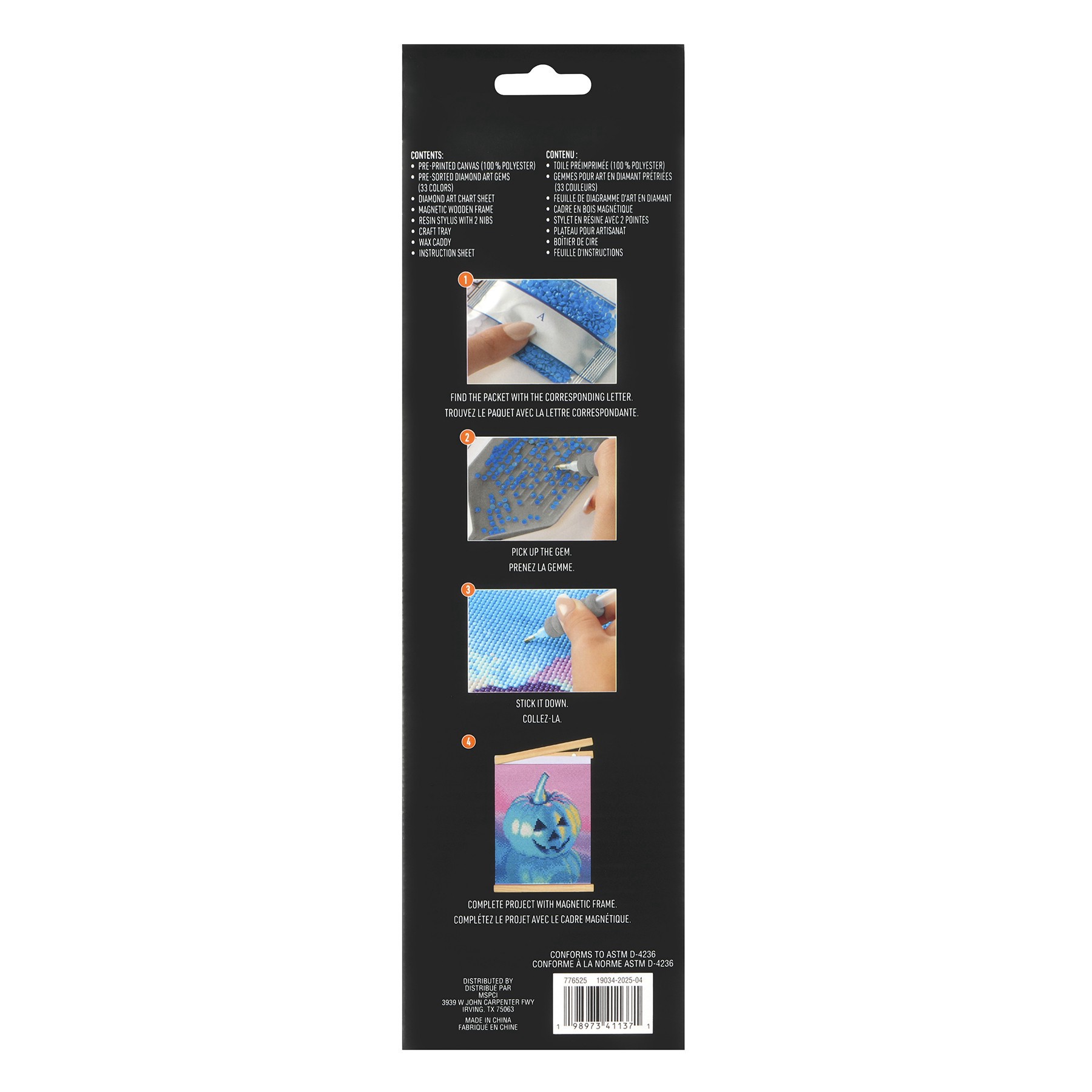 slide 3 of 4, 8" X 10" Neon Pumpkin Diamond Art Kit With Magnetic Frame By Make Market, 8 in x 10 in