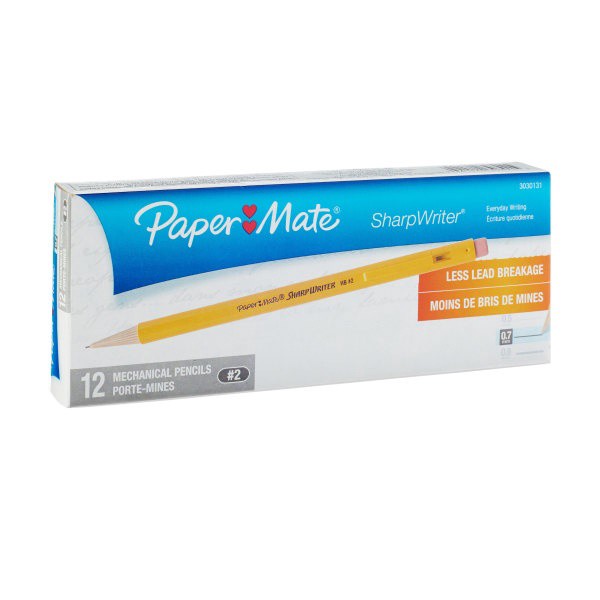 slide 1 of 5, Paper Mate Sharpwriter Mechanical Pencils, 0.7 Mm, Yellow Barrel, Pack Of 12 Pencils, 12 ct