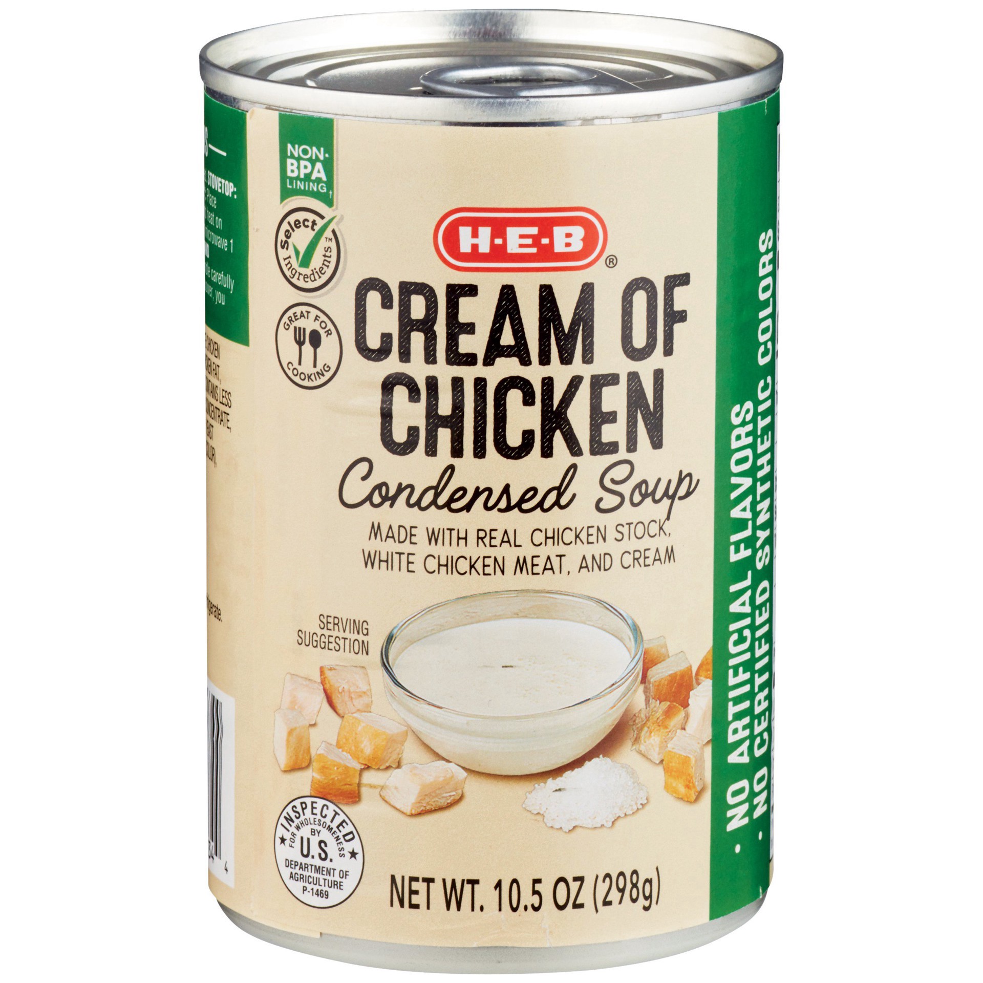 slide 1 of 1, H-E-B Cream of Chicken Condensed Soup, 10.5 oz