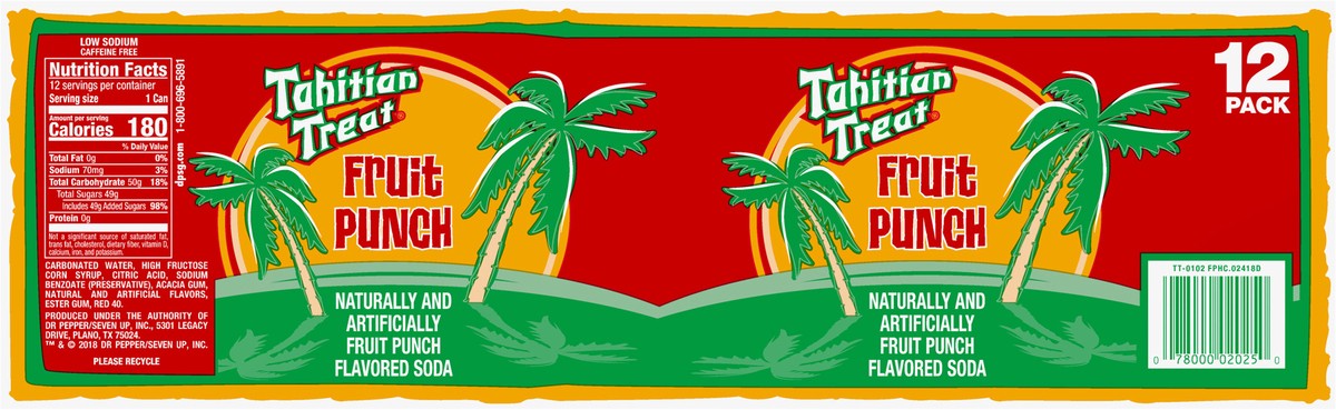 slide 2 of 7, Tahitian Treat Fruit Punch Soda, 12 fl oz cans, 12 pack, 12 ct